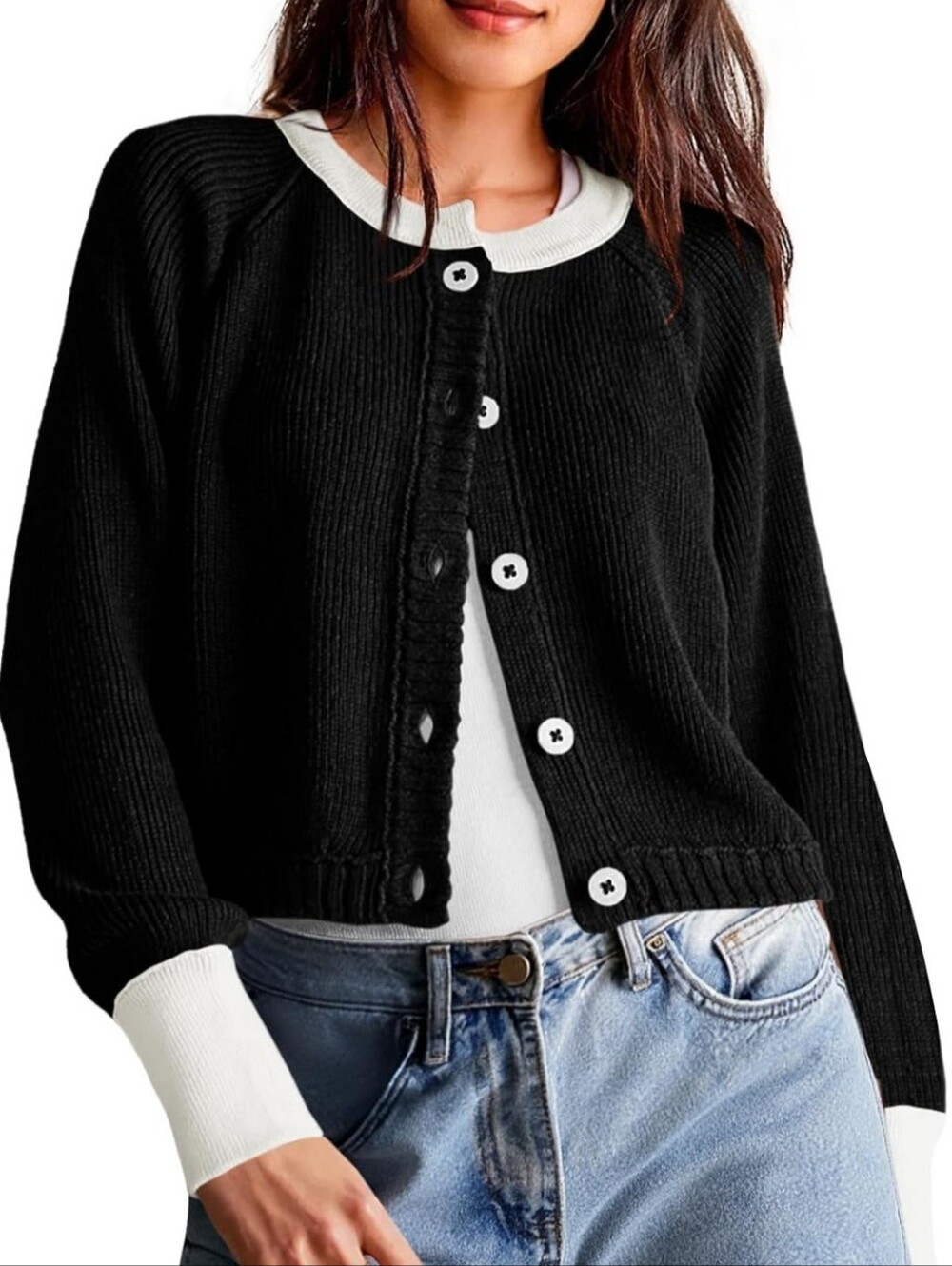 NEW Saodimallsu Womens Cropped Cardigan Sweaters Button Down Open Front  XL